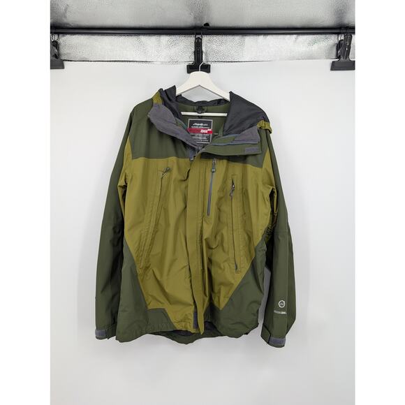 Eddie Bauer Men's Weather Edge 365 Hooded Jacket Green Medium Hiking Camping ** - Picture 1 of 9